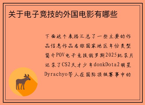 关于电子竞技的外国电影有哪些